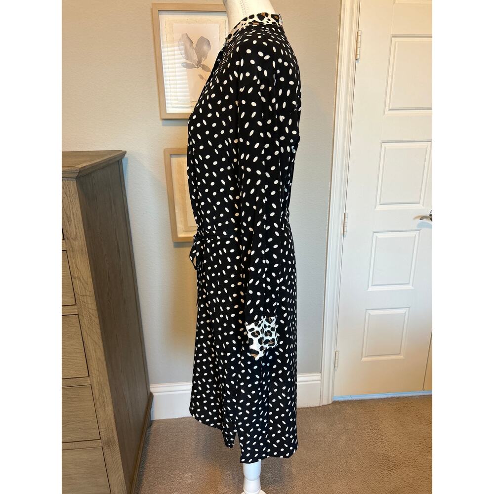 ROSSO35 | 100% Silk Polka Dot Animal Print Belted Dress | 46 (US 12) - Picture 9 of 12